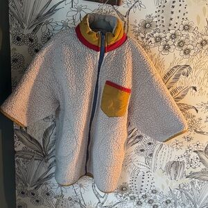 Cozy Kids Sherpa Jacket with Red and Yellow Accents
